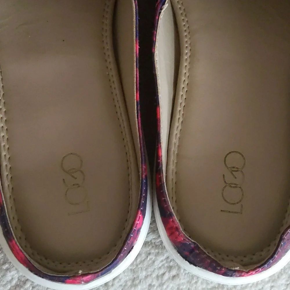 Logo Lori Goldstein Diane Printed Slip On Mule Sneaker 7M Red Blue - Picture 3 of 13